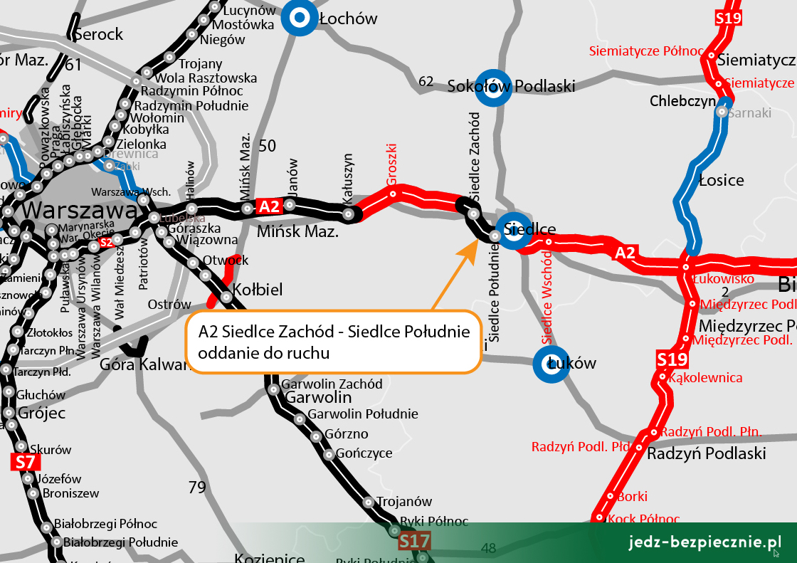 Polskie drogi - A2, oddanie do ruchu autostradowej obwodnicy Siedlec, województwo mazowieckie